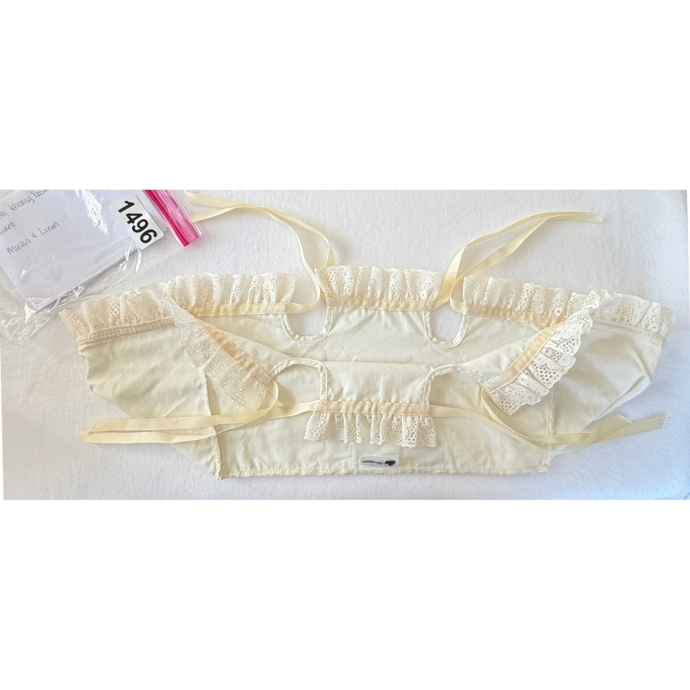 Longaberger Hostess Keeping Basket Liner Cream Muslin Lace Trim Rectangle